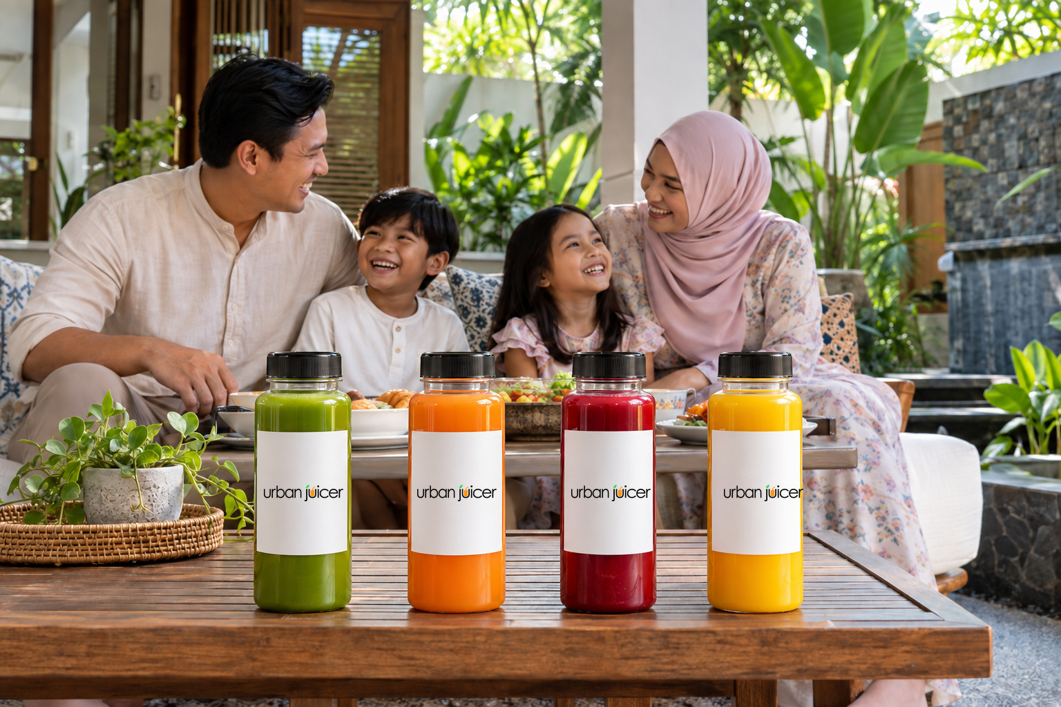 Family sharing an Urban Juicer moment
