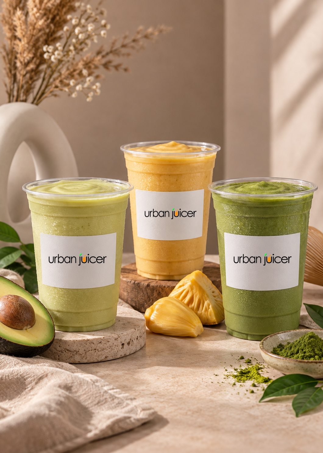 Urban Juicer avocado, cempedak and matcha drinks